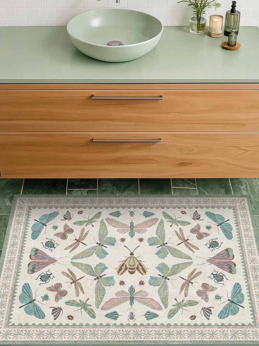 🆕 ANTHRO STYLE Rug Butterfly Moth Apothecary Soft Machine Washable Door Bathroom